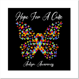 Hope For A Cure Butterfly Gift Autism Posters and Art